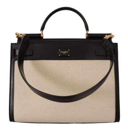 Dolce & Gabbana - Elegant Monochrome Leather and Canvas Bag