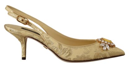 Dolce & Gabbana - Gleaming Gold Crystal Slingback Heels