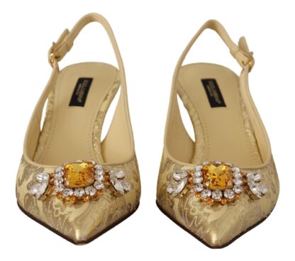 Dolce & Gabbana - Gleaming Gold Crystal Slingback Heels