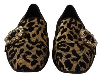 Dolce & Gabbana - Elegant Leopard Crystal Gem Loafers