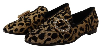 Dolce & Gabbana - Elegant Leopard Crystal Gem Loafers