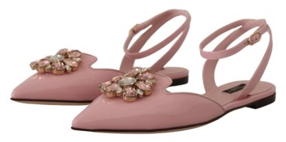 Dolce & Gabbana - Champagne Pink Crystal Slingback Flats