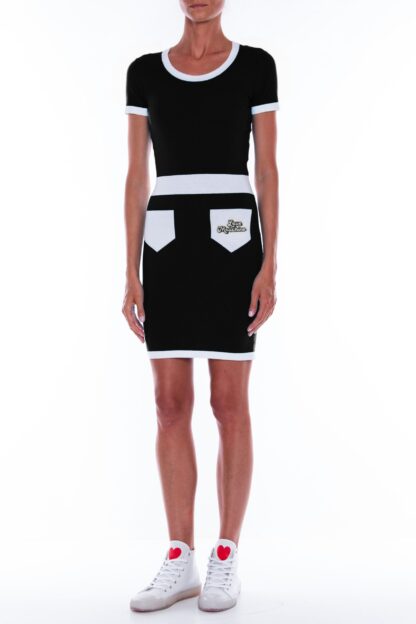 Love Moschino - Chic Monochrome Logo Embroidered Dress