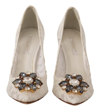 Dolce & Gabbana - Elegant Taormina Lace Heels with Crystal Embellishments