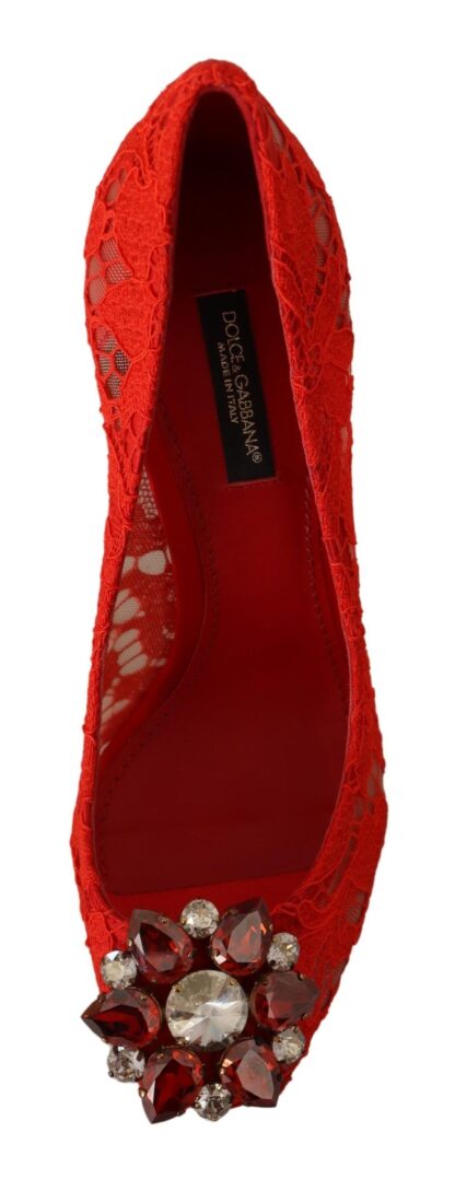 Dolce & Gabbana - Red Crystal Taormina Lace Heels Pumps