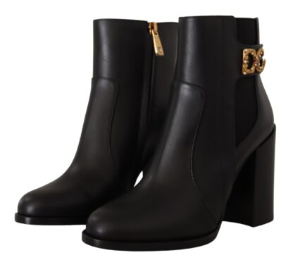 Dolce & Gabbana - Black Gold Pearl Embellished Ankle Boots