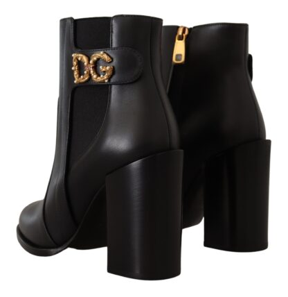 Dolce & Gabbana - Black Gold Pearl Embellished Ankle Boots