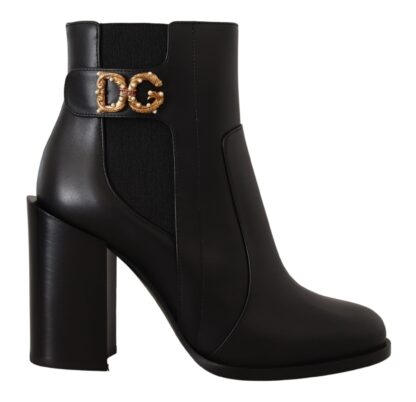 Dolce & Gabbana - Black Gold Pearl Embellished Ankle Boots