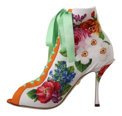 Dolce & Gabbana - Floral Open Toe Jersey Heels