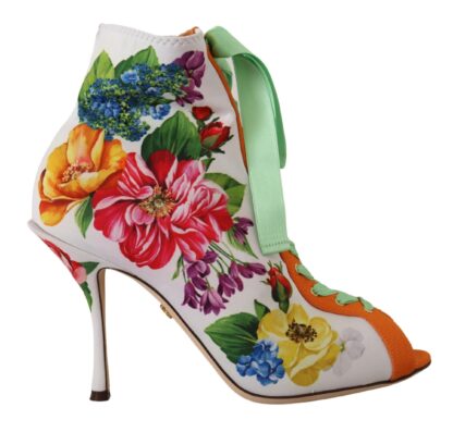 Dolce & Gabbana - Floral Open Toe Jersey Heels