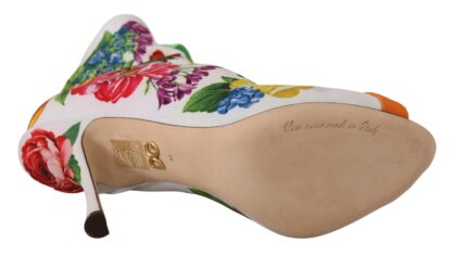 Dolce & Gabbana - Floral Open Toe Jersey Heels