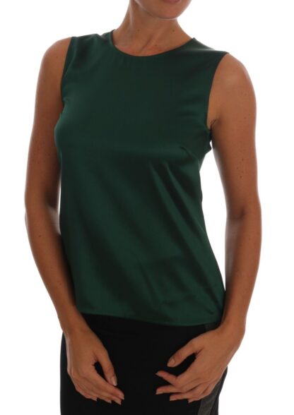 Dolce & Gabbana - Sleeveless Silk Top in Dark Green