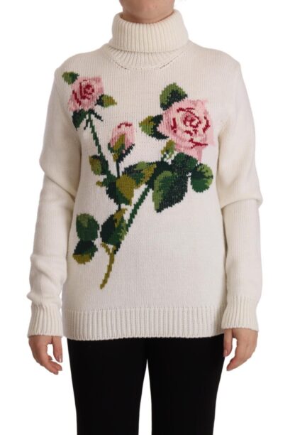 Dolce & Gabbana - Elegant Floral Embroidered Wool Turtleneck