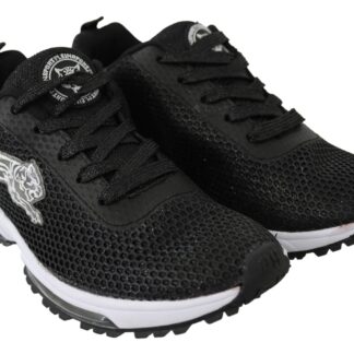 Plein Sport - Black Polyester Runner Beth Sneakers Shoes