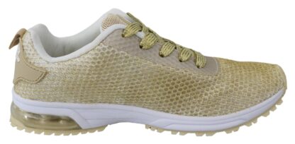 Plein Sport - Exquisite Gold Polyester Sport Sneakers