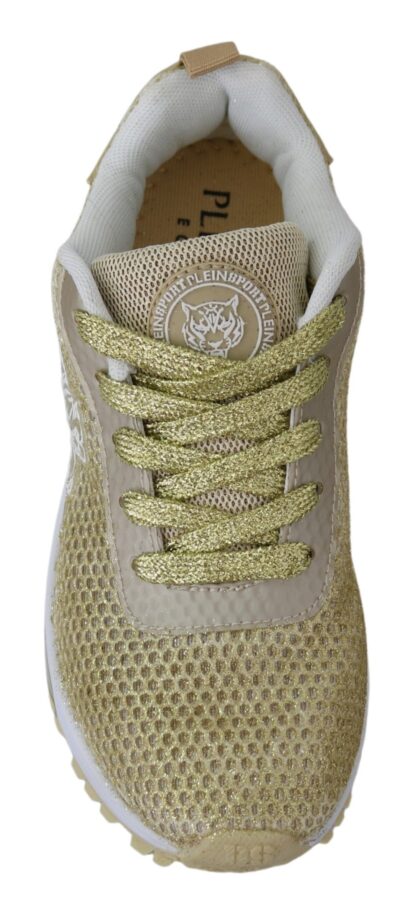 Plein Sport - Exquisite Gold Polyester Sport Sneakers