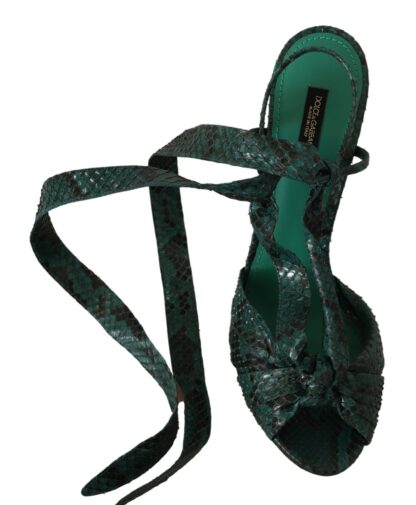 Dolce & Gabbana - Elegant Green Python Strappy Heels