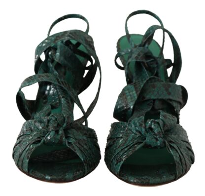 Dolce & Gabbana - Elegant Green Python Strappy Heels