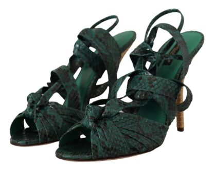 Dolce & Gabbana - Elegant Green Python Strappy Heels