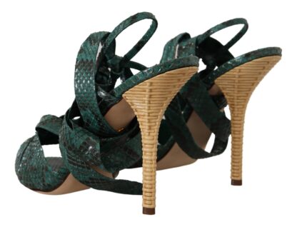 Dolce & Gabbana - Elegant Green Python Strappy Heels