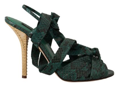 Dolce & Gabbana - Elegant Green Python Strappy Heels