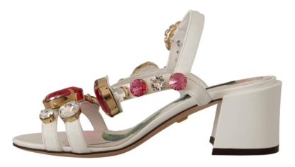 Dolce & Gabbana - Elegant Strappy Sandals with Pink Roses and Crystals