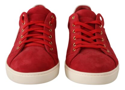 Dolce & Gabbana - Elegant Red Leather & Suede Sneakers