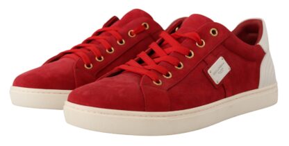 Dolce & Gabbana - Elegant Red Leather & Suede Sneakers