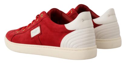 Dolce & Gabbana - Elegant Red Leather & Suede Sneakers