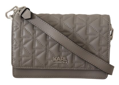 Karl Lagerfeld - Elegant Grey Leather Crossbody Bag