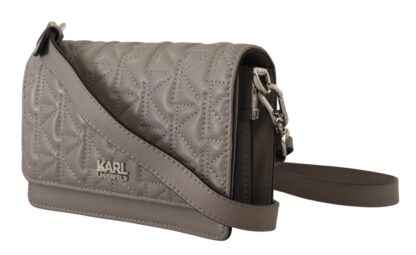 Karl Lagerfeld - Elegant Grey Leather Crossbody Bag