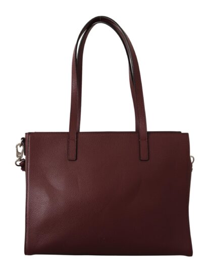 Karl Lagerfeld - Elegant Wine-Toned Leather Tote with Zip Closure