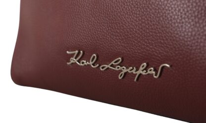 Karl Lagerfeld - Elegant Wine-Toned Leather Tote with Zip Closure