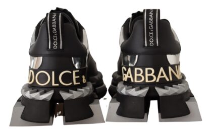 Dolce & Gabbana - Elegant Super King Leather Sneakers - Silver & Black