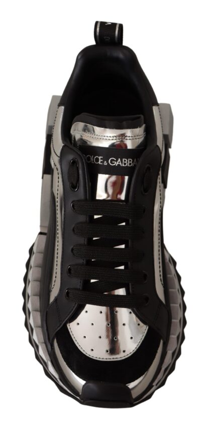 Dolce & Gabbana - Elegant Super King Leather Sneakers - Silver & Black