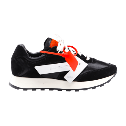 Off-White - Sleek Black Calfskin Sneakers with Suede Accents