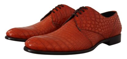 Dolce & Gabbana - Exotic Orange Croc Leather Laceup Dress Shoes