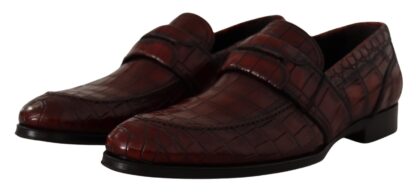 Dolce & Gabbana - Exotic Croc Leather Bordeaux Loafers