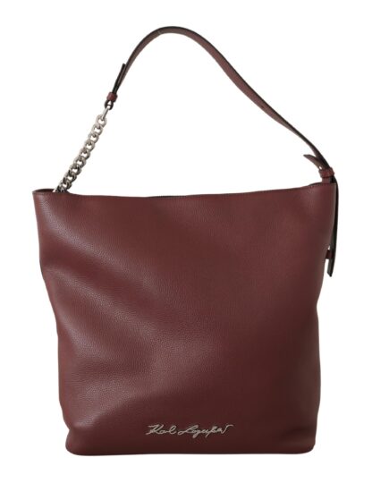 Karl Lagerfeld - Elegant Wine Leather Tote with Adjustable Strap