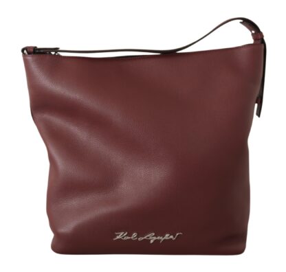 Karl Lagerfeld - Elegant Wine Leather Tote with Adjustable Strap