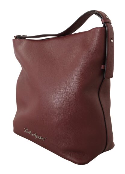 Karl Lagerfeld - Elegant Wine Leather Tote with Adjustable Strap