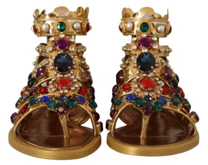 Dolce & Gabbana - Elegant Gold Crystal-Embellished Flat Sandals