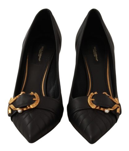 Dolce & Gabbana - Elegant Leather Pumps with Brass Buckle