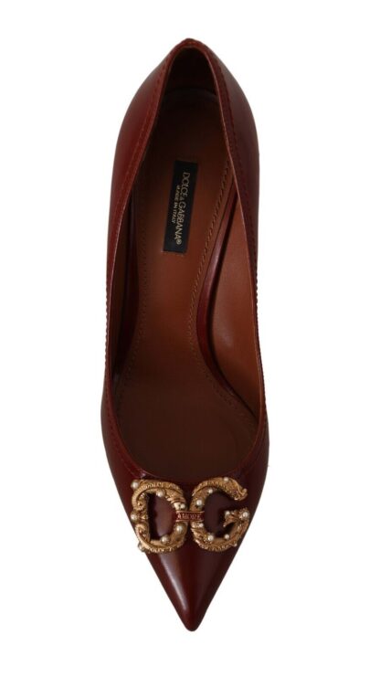 Dolce & Gabbana - Elegant Brown Leather Heels with Gold Accents