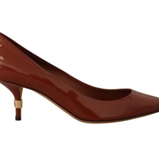 Dolce & Gabbana - Elegant Brown Leather Heels with Gold Accents