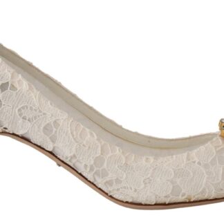 Dolce & Gabbana - Elegant Pink Lace Heels with Heart Embellishment