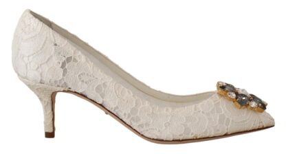 Dolce & Gabbana - Elegant Lace Heels with Crystal Accents