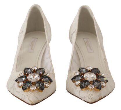 Dolce & Gabbana - Elegant Lace Heels with Crystal Accents