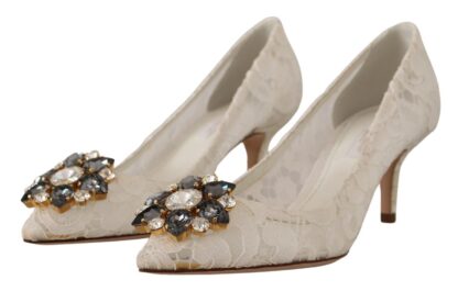 Dolce & Gabbana - Elegant Lace Heels with Crystal Accents