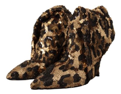 Dolce & Gabbana - Elegant Leopard Sequin Knee-High Boots